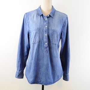 Merona Half-Button Down Chambray Denim Long Sleeve